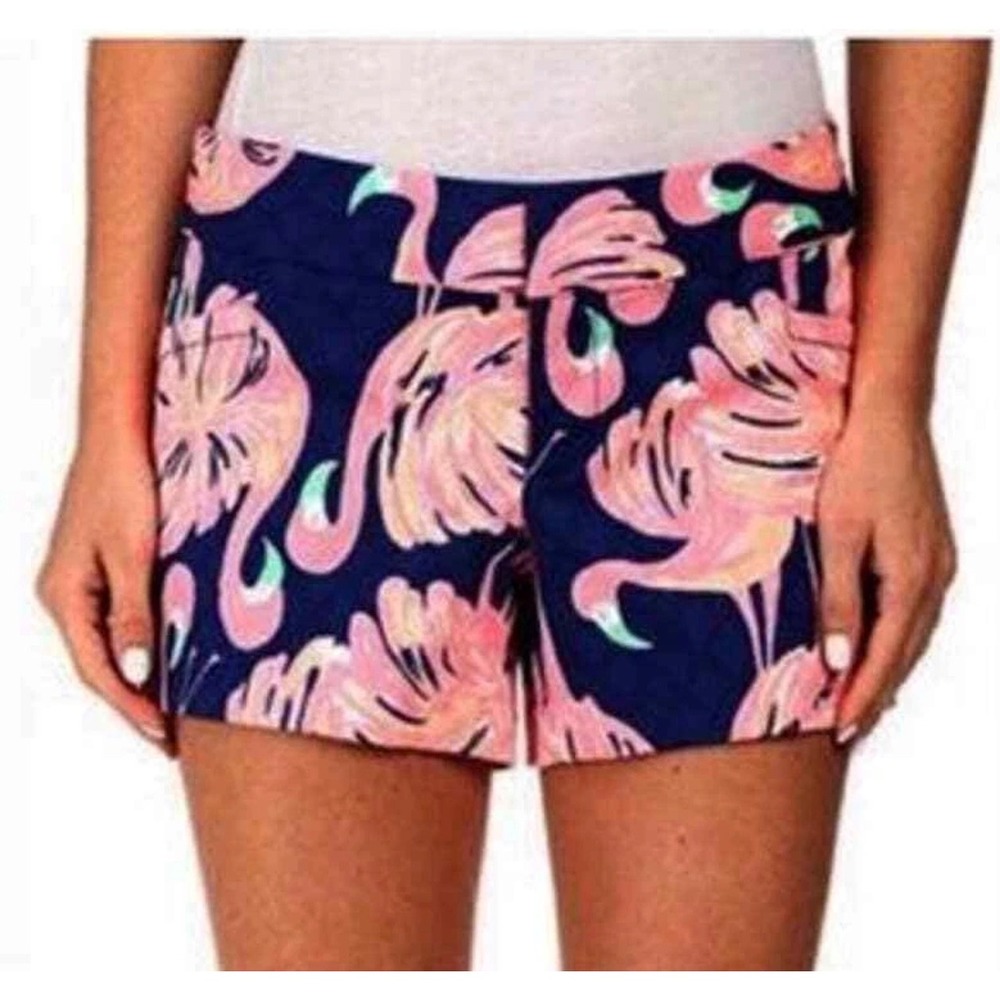Lilly Pulitzer 4" Ellie Shorts Resort Navy Gimme Some Leg Flamingo Size 6